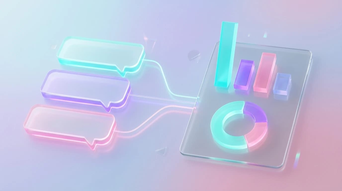 Abstract dashboard visualizing Reddit share of voice as a comparative split between competing brands, in Pulse turquoise, violet, and pink
